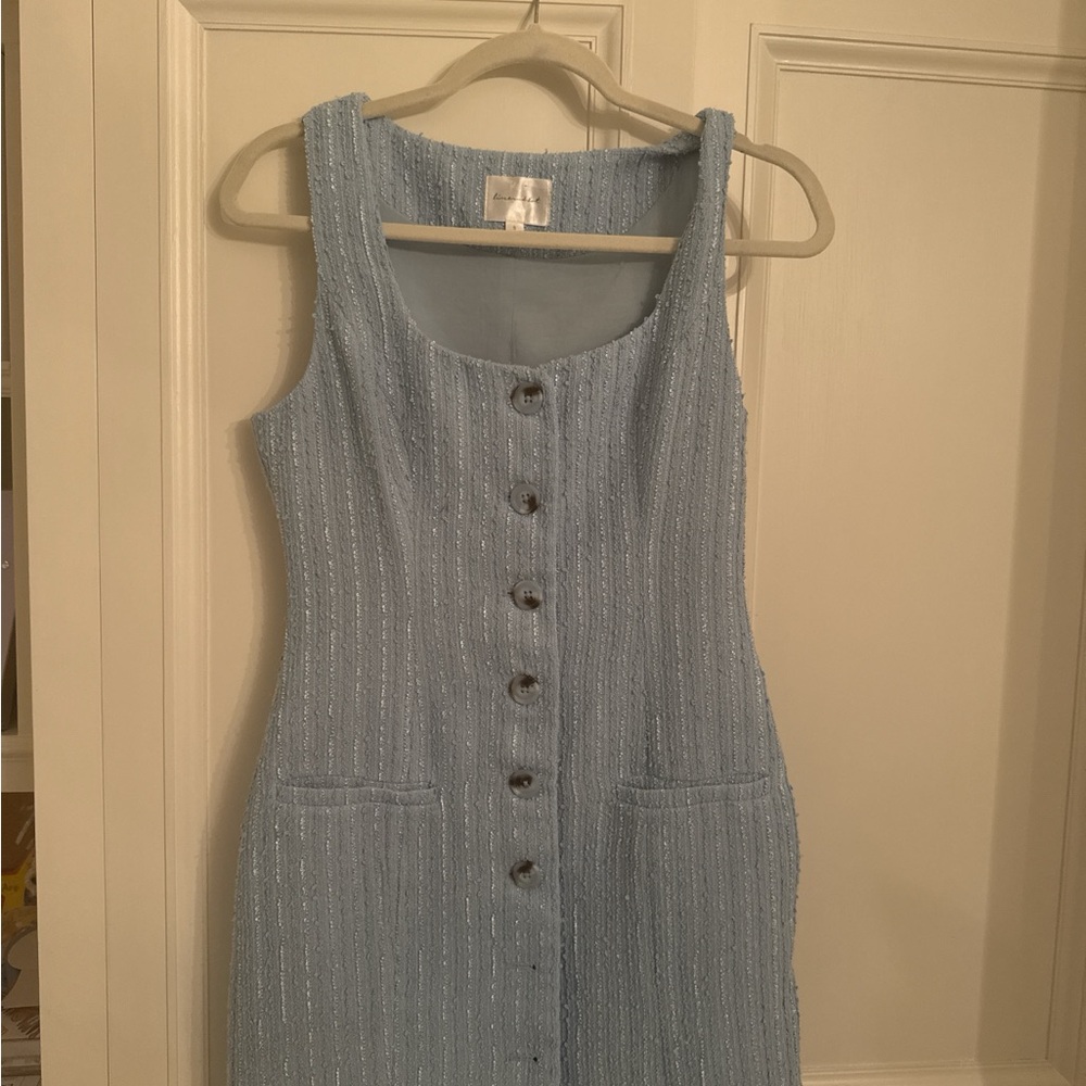 Chic Light Blue Button-Down Mini Dress - image 2